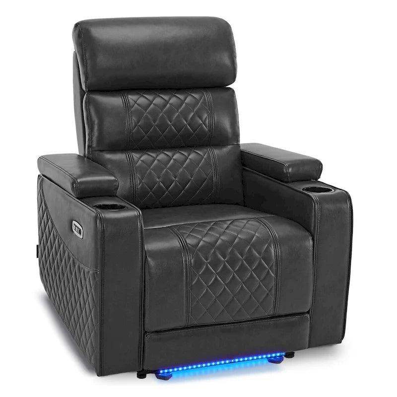 Poltrona reclinabile elettrica MCombo, divano reclinabile elettrico con poggiatesta regolabile e porta USB e Type-C, similpelle HTS432