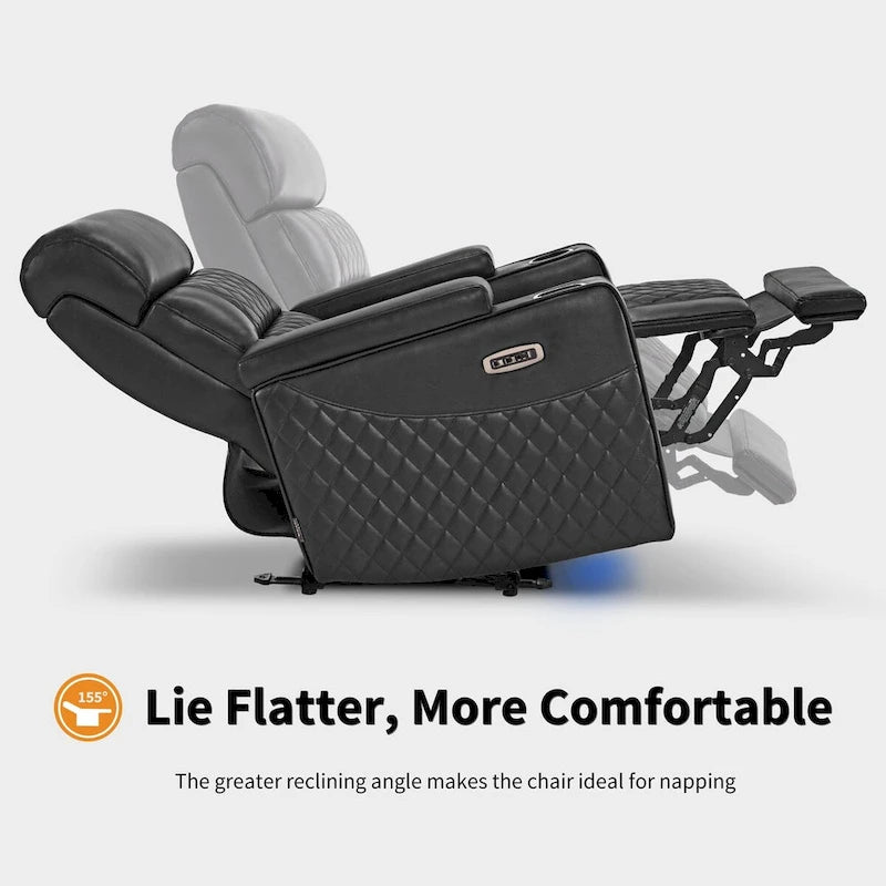 Poltrona reclinabile elettrica MCombo, divano reclinabile elettrico con poggiatesta regolabile e porta USB e Type-C, similpelle HTS432