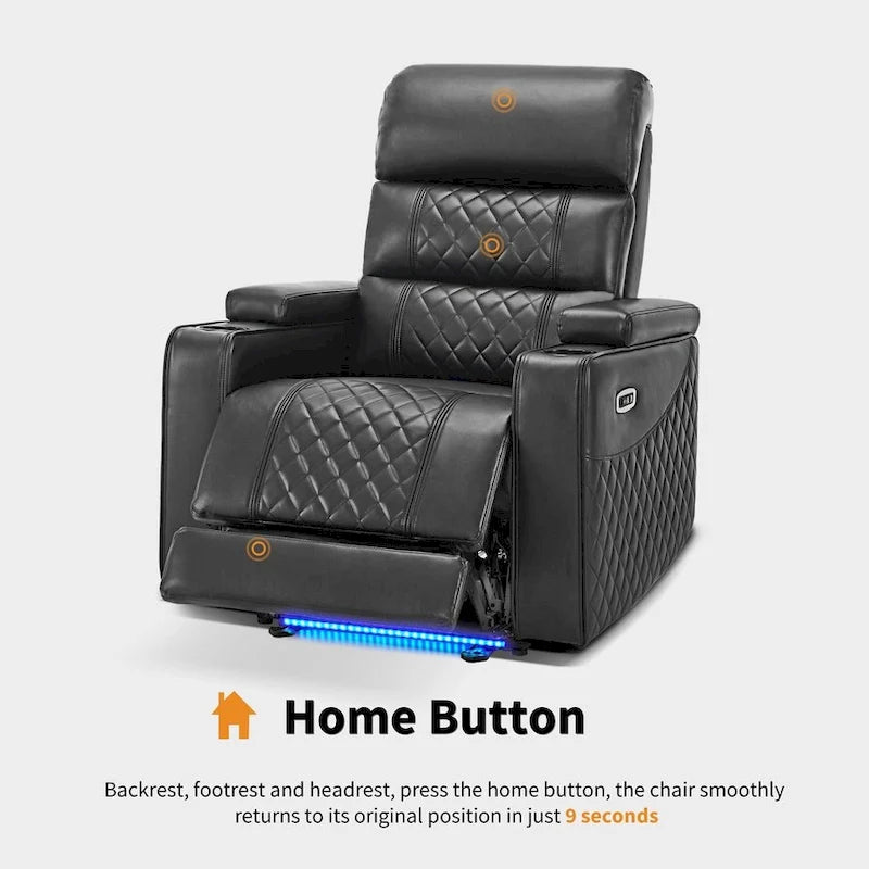 Poltrona reclinabile elettrica MCombo, divano reclinabile elettrico con poggiatesta regolabile e porta USB e Type-C, similpelle HTS432