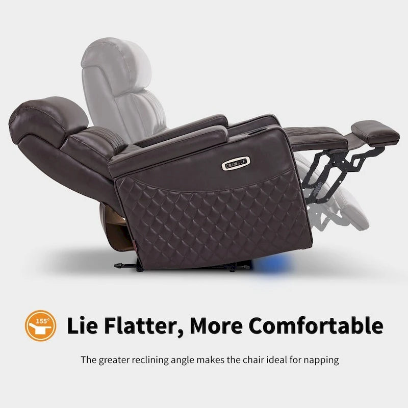 Poltrona reclinabile elettrica MCombo, divano reclinabile elettrico con poggiatesta regolabile e porta USB e Type-C, similpelle HTS432