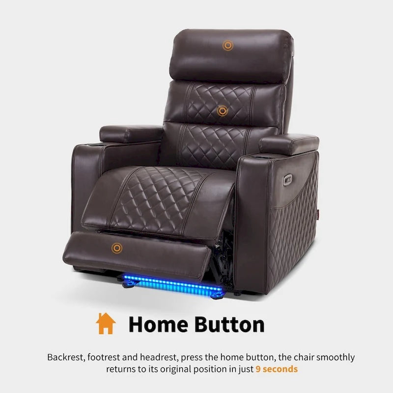 Poltrona reclinabile elettrica MCombo, divano reclinabile elettrico con poggiatesta regolabile e porta USB e Type-C, similpelle HTS432