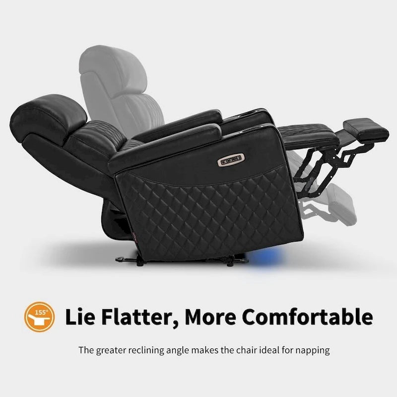 Poltrona reclinabile elettrica MCombo, divano reclinabile elettrico con poggiatesta regolabile e porta USB e Type-C, similpelle HTS432