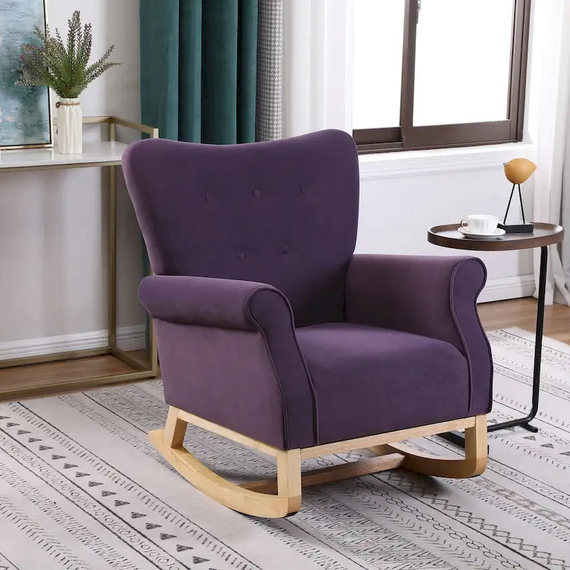 Baby Room High Back Rocking Chair Nursery Chair , Comfortable Rocker Fabric Padded Seat,High Back Armchair