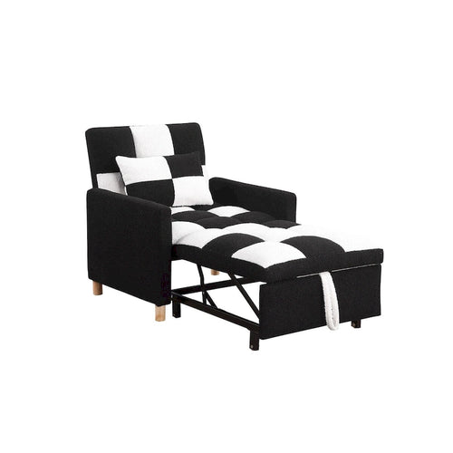 Fauteuil lit convertible 3-en-1, canapé simple (noir blanc)