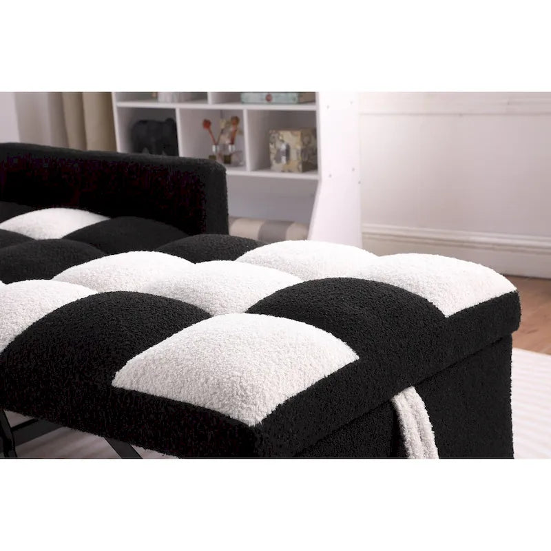 Poltrona Letto Convertibile 3 in 1, Divano Singolo (Bianco Nero)