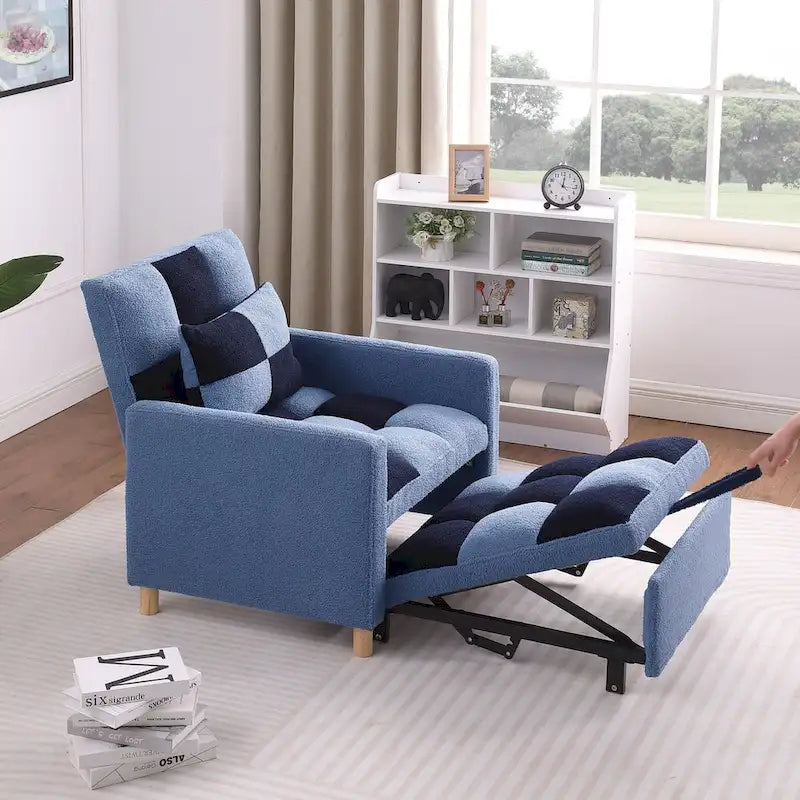 Poltrona Letto Convertibile 3 in 1, Divano Singolo (Bianco Nero)
