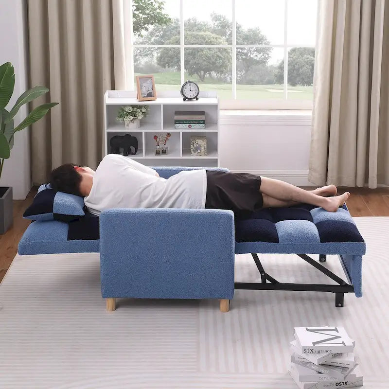 Poltrona Letto Convertibile 3 in 1, Divano Singolo (Bianco Nero)