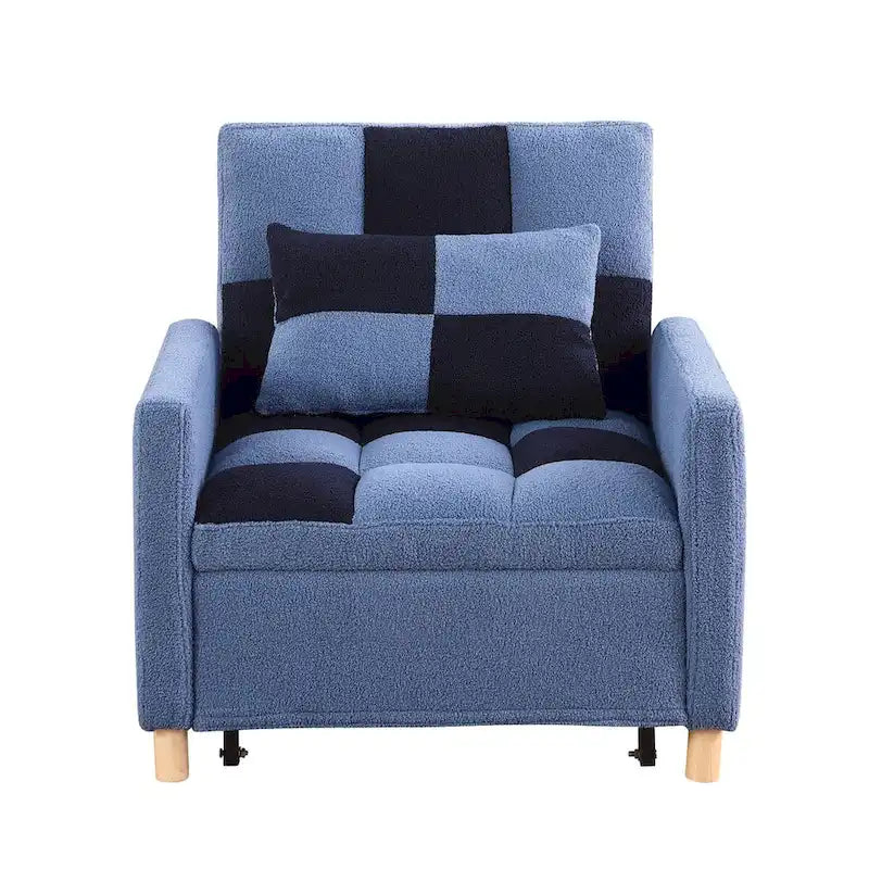 Poltrona Letto Convertibile 3 in 1, Divano Singolo (Bianco Nero)