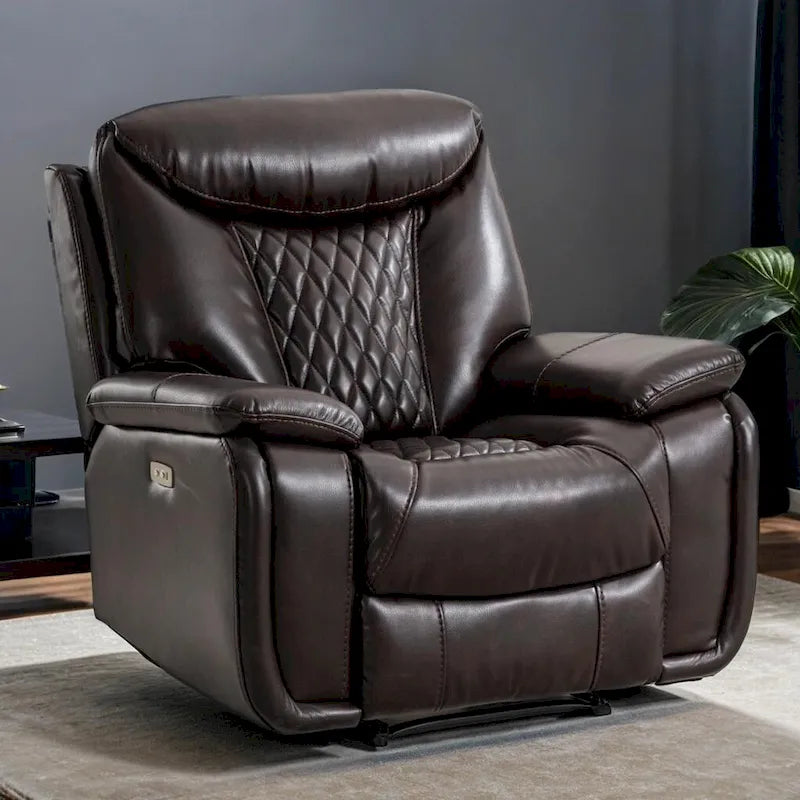 Fauteuil inclinable électrique en cuir Ebello avec repose-pieds confortable pour salon