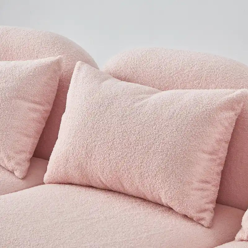 Mobili Soggiorno Divano Pigro Tre Posti in Tessuto Teddy Bianco, Alta qualità e resistente
