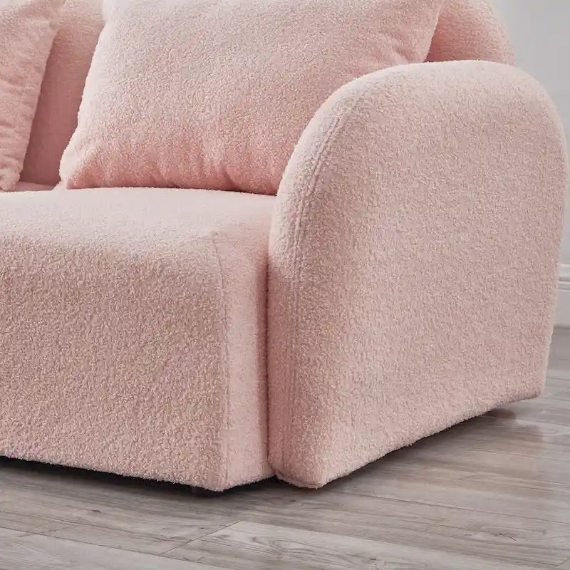 Mobili Soggiorno Divano Pigro Tre Posti in Tessuto Teddy Bianco, Alta qualità e resistente