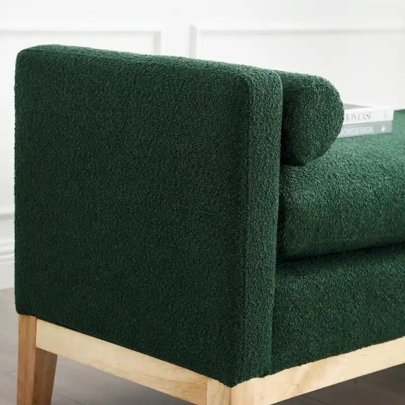 Panca imbottita con gambe in legno