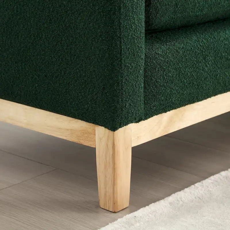 Panca imbottita con gambe in legno