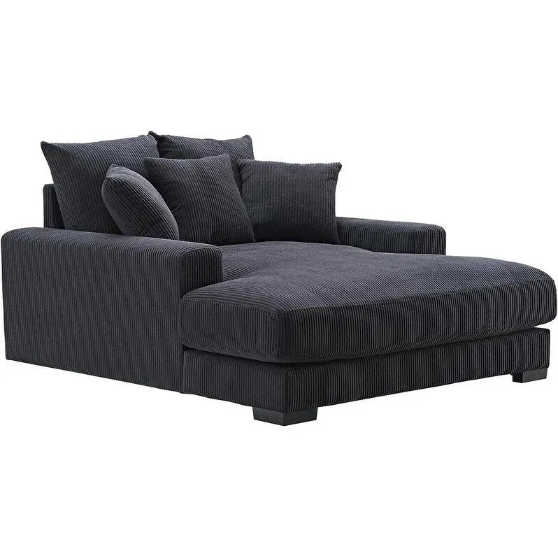 Chaise longue US Pride Furniture Luxe oversize in morbido tessuto a coste per soggiorno e camera da letto