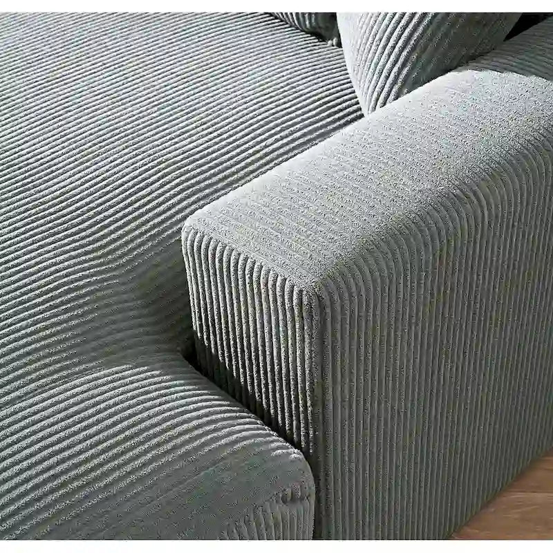 Chaise longue US Pride Furniture Luxe oversize in morbido tessuto a coste per soggiorno e camera da letto
