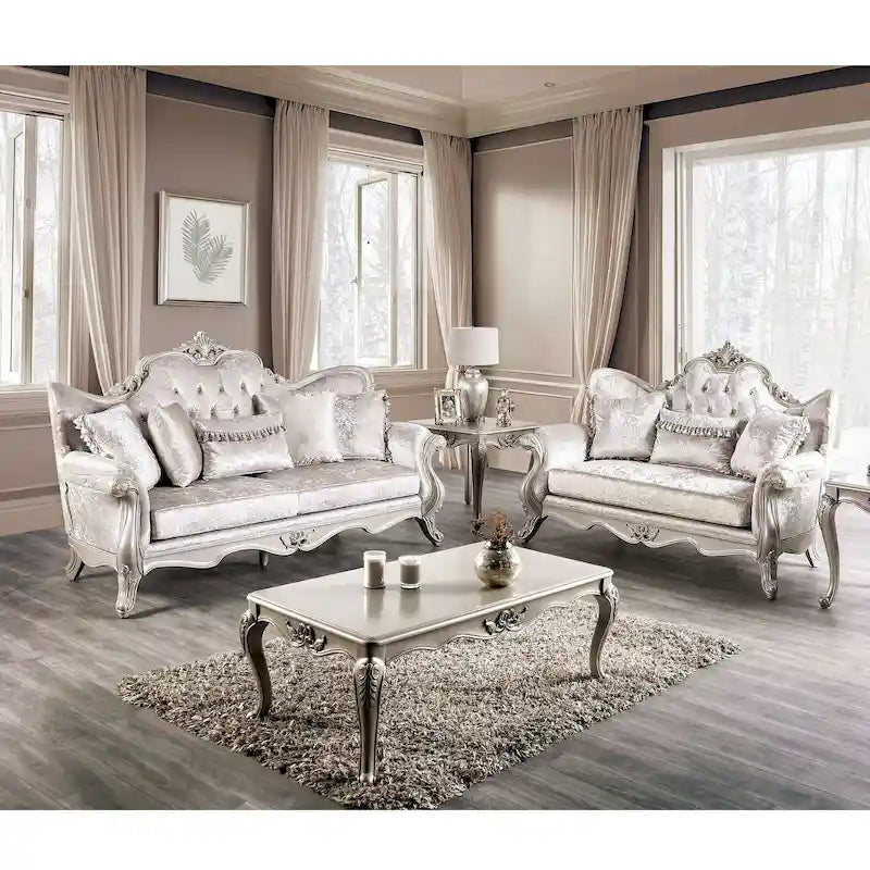 Ensemble de canapé traditionnel Clarissa Furniture of America avec dossier capitonné et coussin décoratif