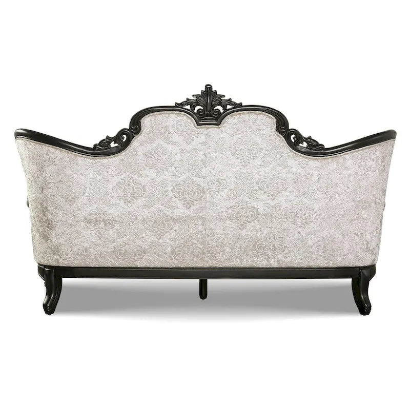 Set divani tradizionale Clarissa di Furniture of America con schienale trapuntato a bottoni e cuscini decorativi