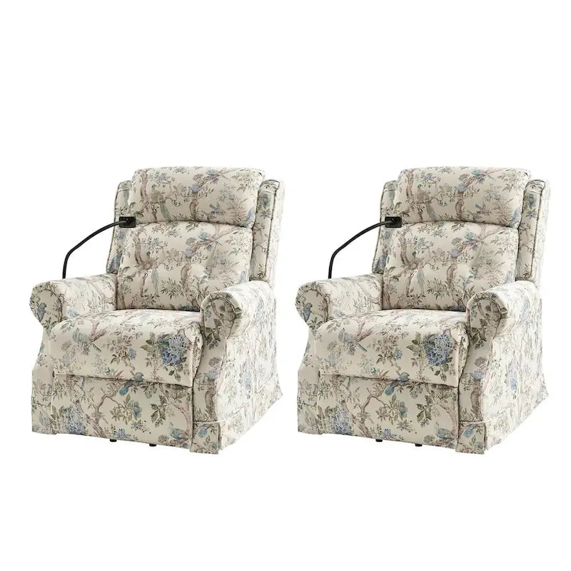Poltrona reclinabile elettrica Billy Traditional con massaggio, calore e poggiatesta manuale, set da 2 di HULALA HOME