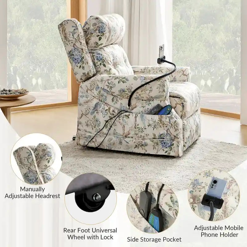 Poltrona reclinabile elettrica Billy Traditional con massaggio, calore e poggiatesta manuale, set da 2 di HULALA HOME
