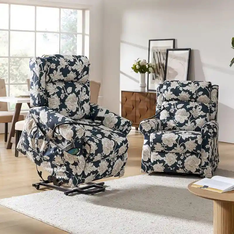 Poltrona reclinabile elettrica Billy Traditional con massaggio, calore e poggiatesta manuale, set da 2 di HULALA HOME