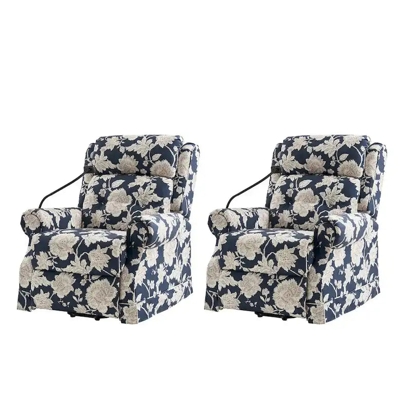 Poltrona reclinabile elettrica Billy Traditional con massaggio, calore e poggiatesta manuale, set da 2 di HULALA HOME