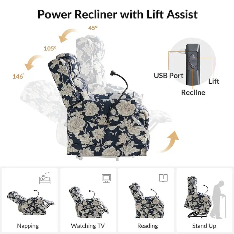 Poltrona reclinabile elettrica Billy Traditional con massaggio, calore e poggiatesta manuale, set da 2 di HULALA HOME