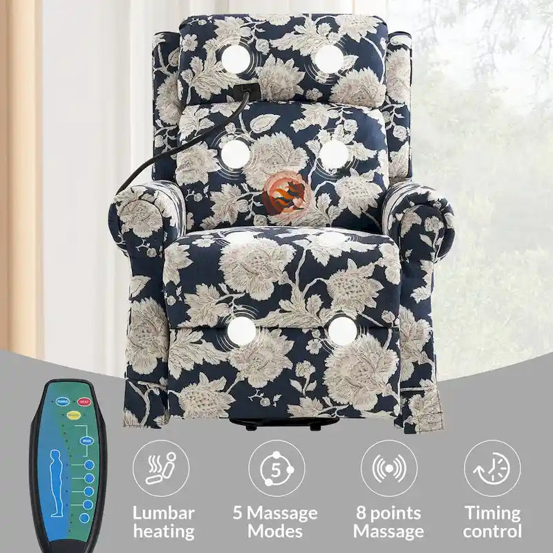 Poltrona reclinabile elettrica Billy Traditional con massaggio, calore e poggiatesta manuale, set da 2 di HULALA HOME