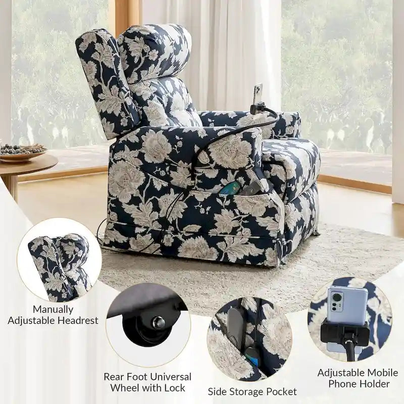 Poltrona reclinabile elettrica Billy Traditional con massaggio, calore e poggiatesta manuale, set da 2 di HULALA HOME