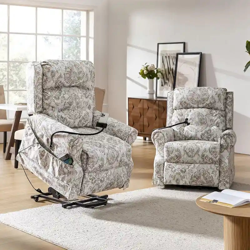 Poltrona reclinabile elettrica Billy Traditional con massaggio, calore e poggiatesta manuale, set da 2 di HULALA HOME