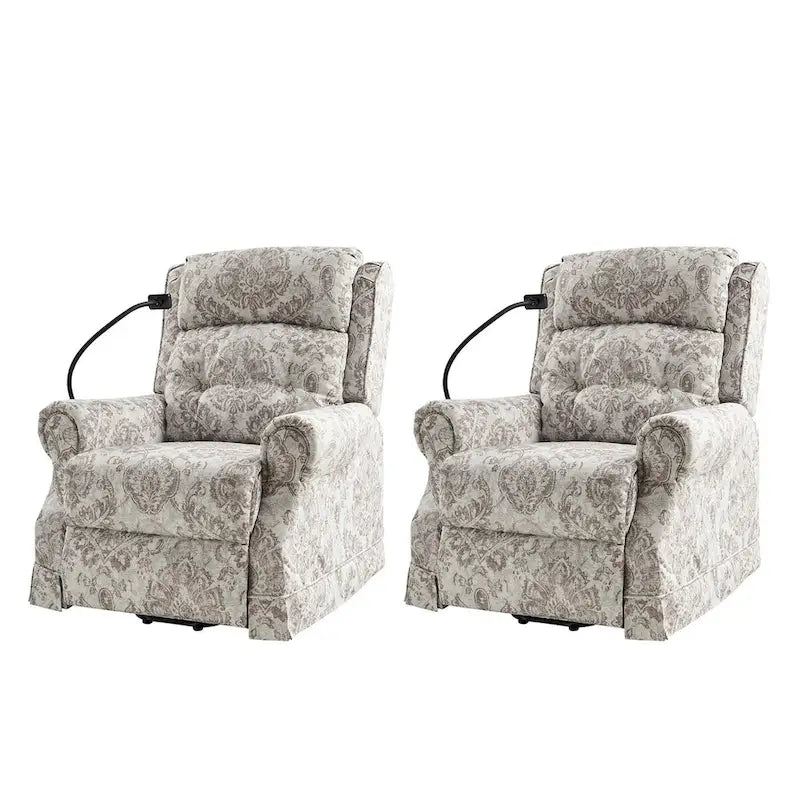 Poltrona reclinabile elettrica Billy Traditional con massaggio, calore e poggiatesta manuale, set da 2 di HULALA HOME