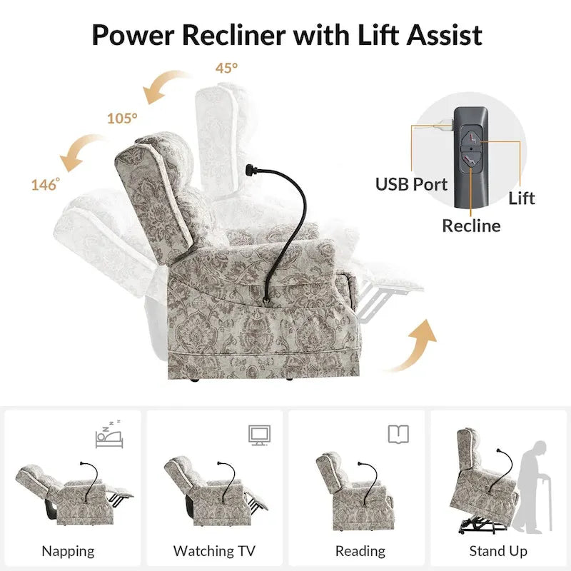 Poltrona reclinabile elettrica Billy Traditional con massaggio, calore e poggiatesta manuale, set da 2 di HULALA HOME