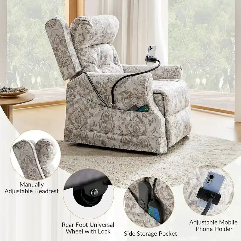 Poltrona reclinabile elettrica Billy Traditional con massaggio, calore e poggiatesta manuale, set da 2 di HULALA HOME
