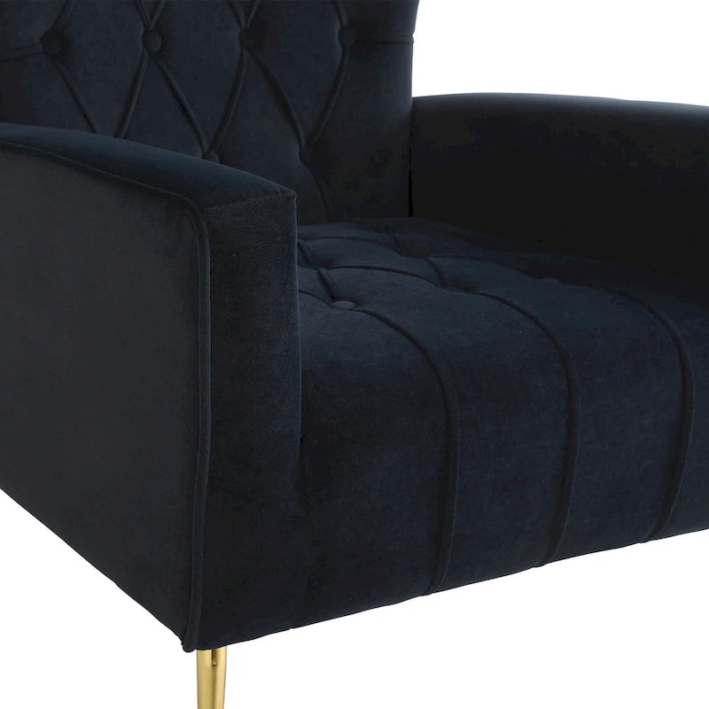 Poltrona a orecchioni imbottita con pouf
