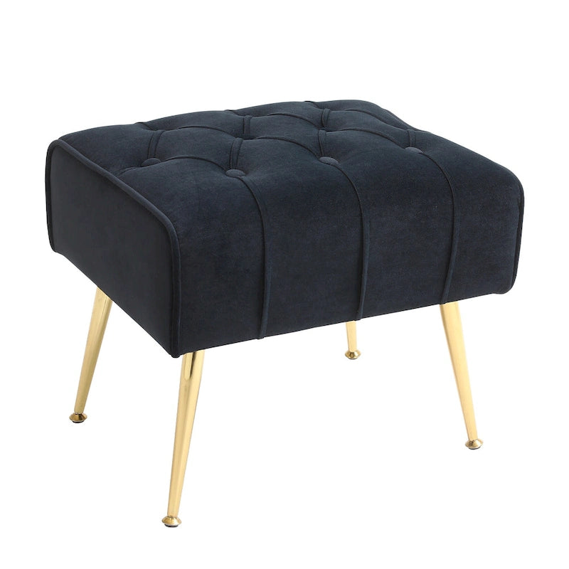 Poltrona a orecchioni imbottita con pouf