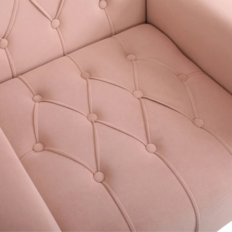 Poltrona a orecchioni imbottita con pouf