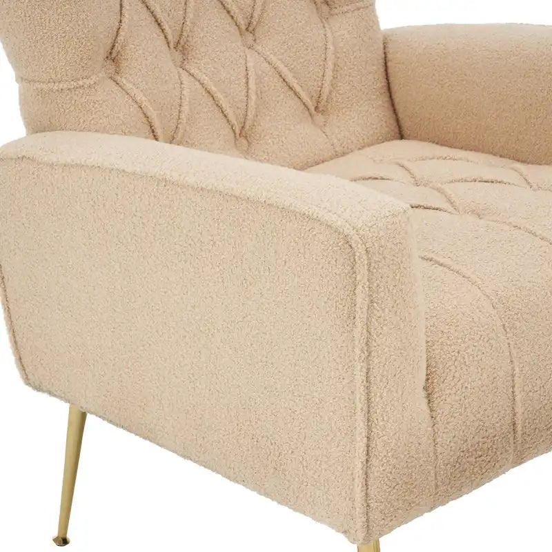 Poltrona a orecchioni imbottita con pouf