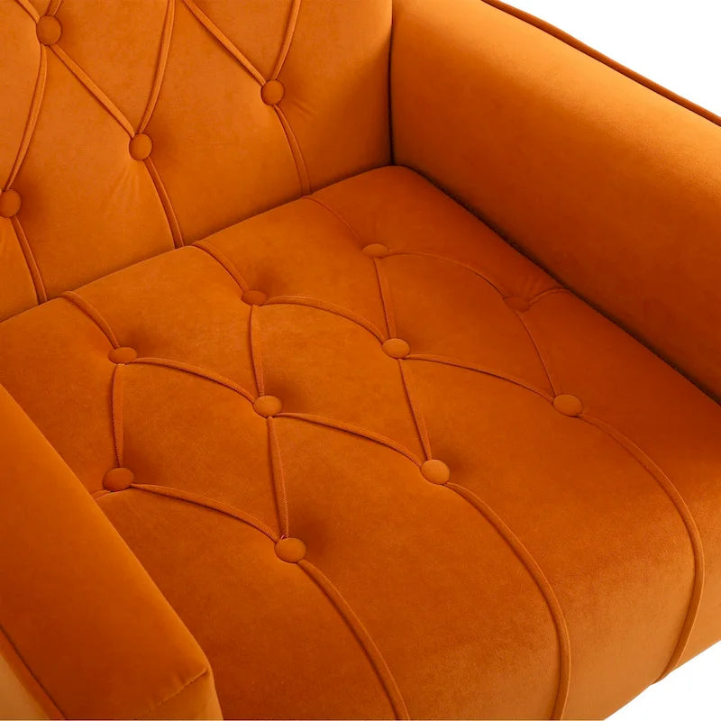 Poltrona a orecchioni imbottita con pouf