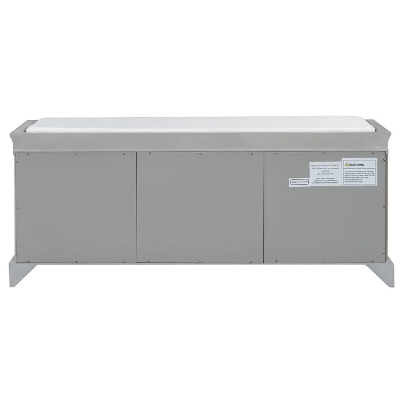 Panca Contenitore con 2 Cassetti, 2 Armadietti e Cuscino Rimovibile - 108L x 40,5P x 44,5A cm
