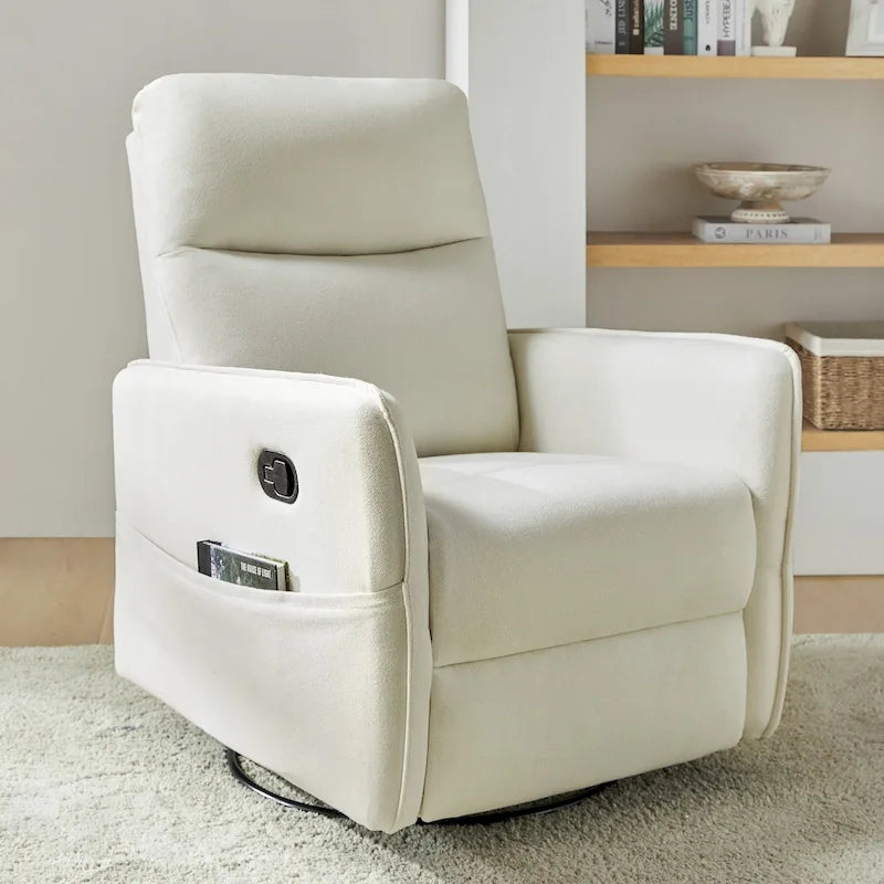 Poltrona reclinabile girevole Curtis Rocker con due tasche laterali di HULALA HOME