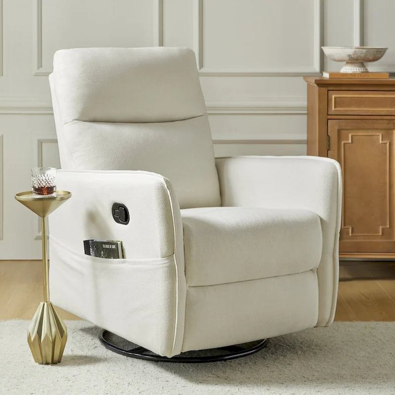 Poltrona reclinabile girevole Curtis Rocker con due tasche laterali di HULALA HOME