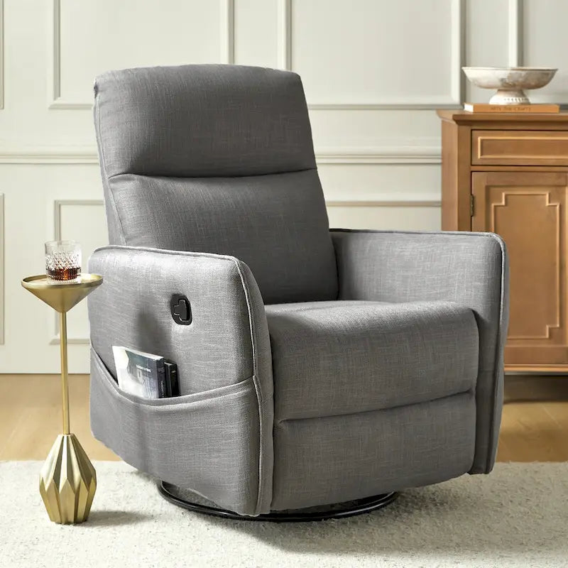 Poltrona reclinabile girevole Curtis Rocker con due tasche laterali di HULALA HOME