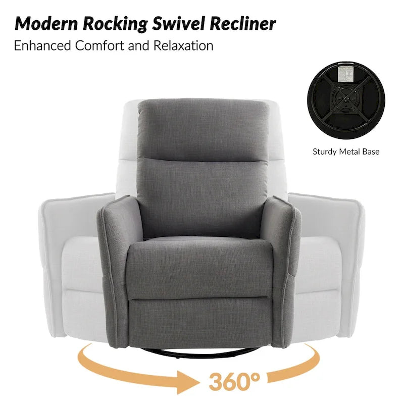 Poltrona reclinabile girevole Curtis Rocker con due tasche laterali di HULALA HOME