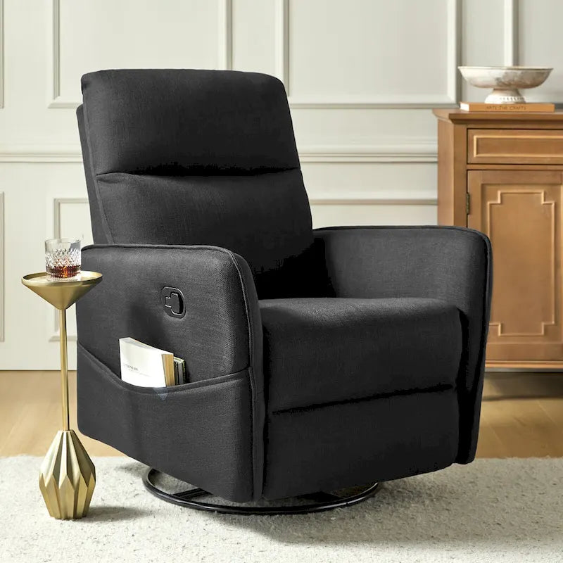 Poltrona reclinabile girevole Curtis Rocker con due tasche laterali di HULALA HOME