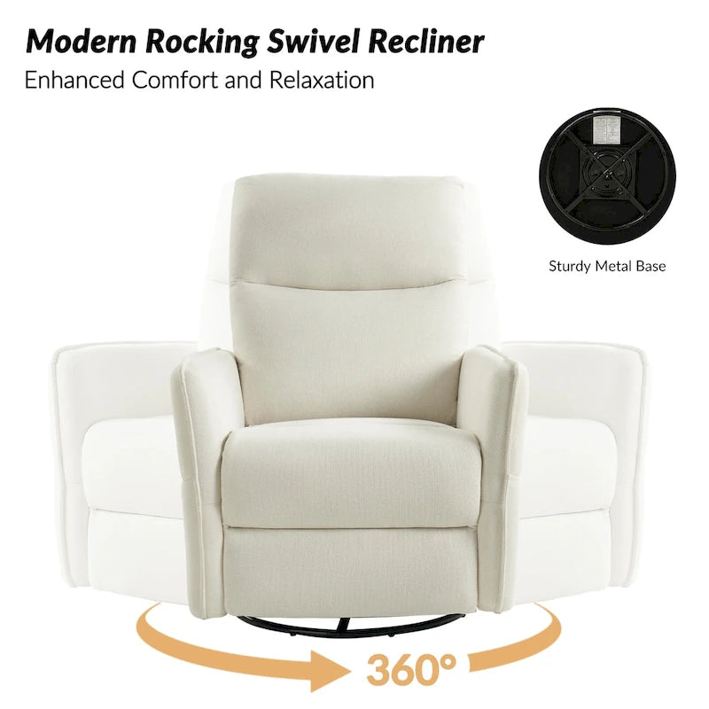Poltrona reclinabile girevole Curtis Rocker con due tasche laterali di HULALA HOME