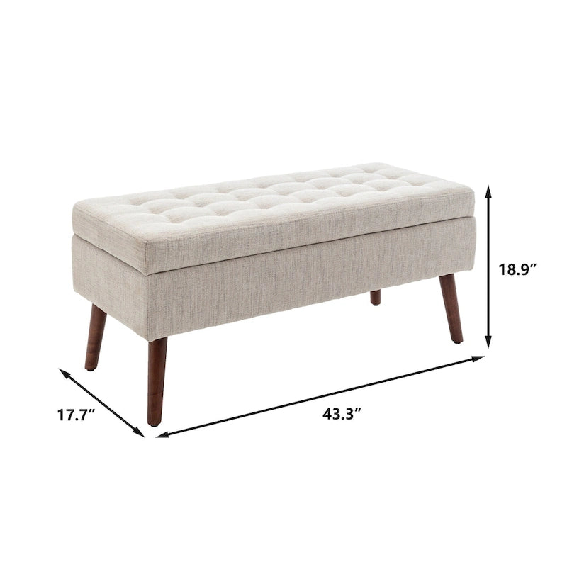 Panca in lino per letto con contenitore