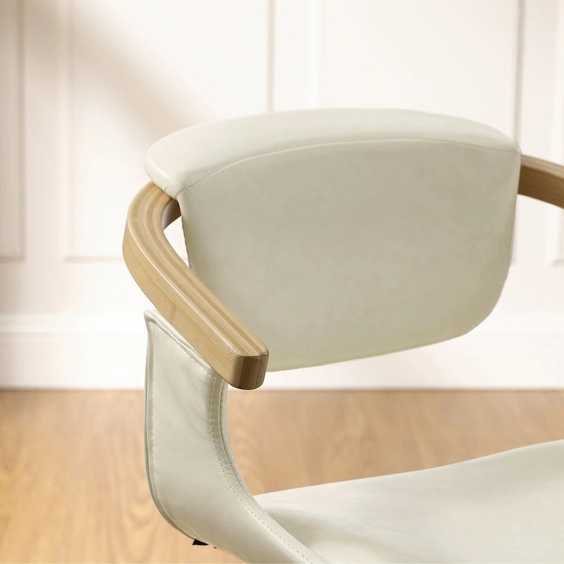 Art Leon Set di 4 Sedie Girevoli in Legno e Similpelle