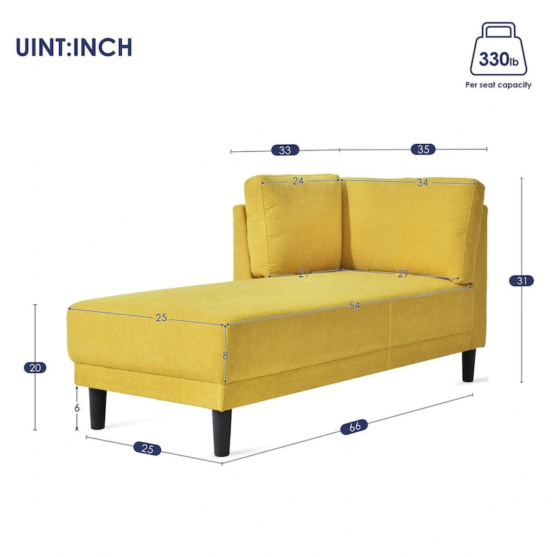 Divano Chaise Longue Imbottito Moderno di Metà Secolo