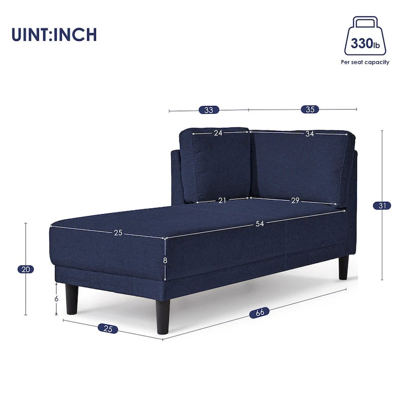 Divano Chaise Longue Imbottito Moderno di Metà Secolo