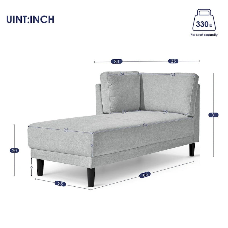 Divano Chaise Longue Imbottito Moderno di Metà Secolo