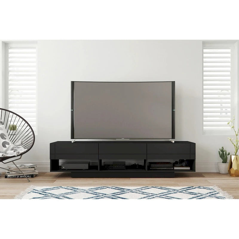 Mobile TV Nexera Stereo a 3 cassetti da 72 pollici, Nero
